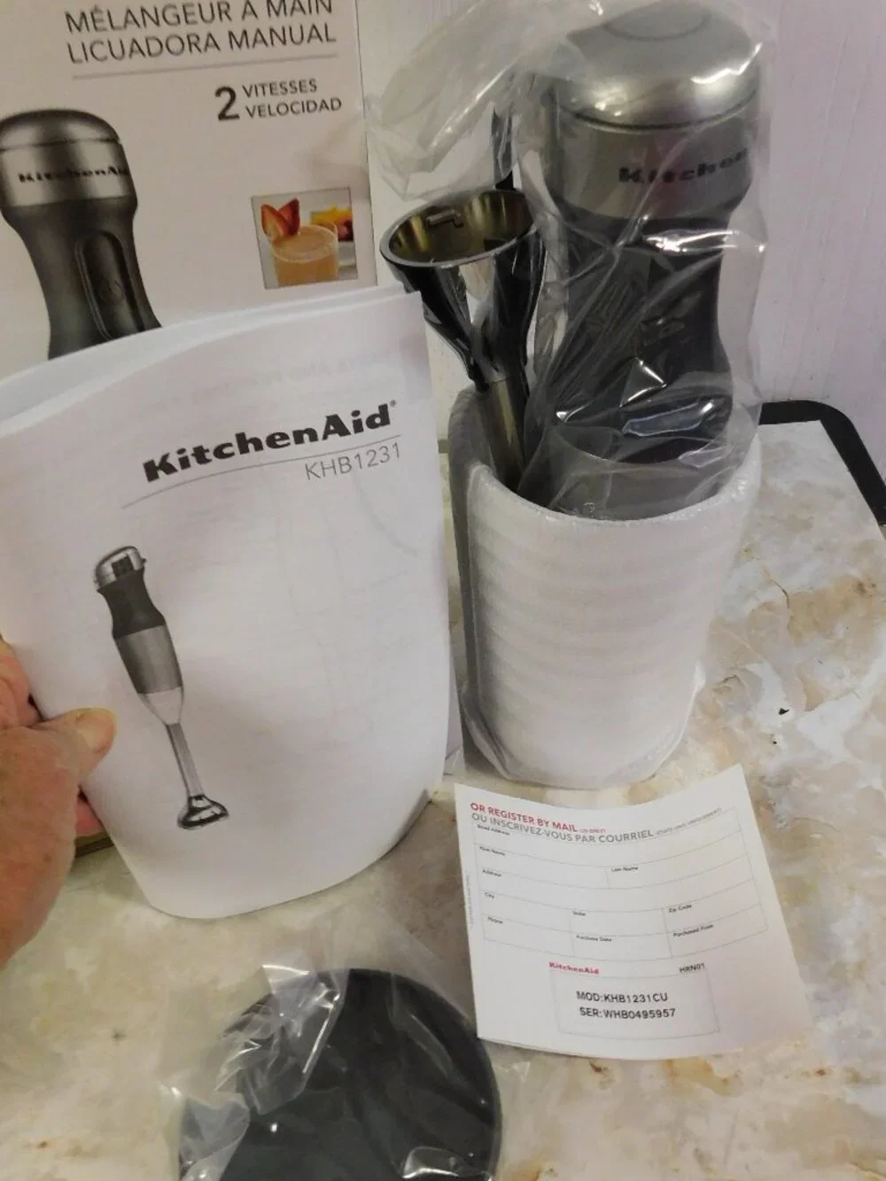 KitchenAid Hand Blender 2 Speed w/ 3 Cup Blending Jar & Lid New in Box